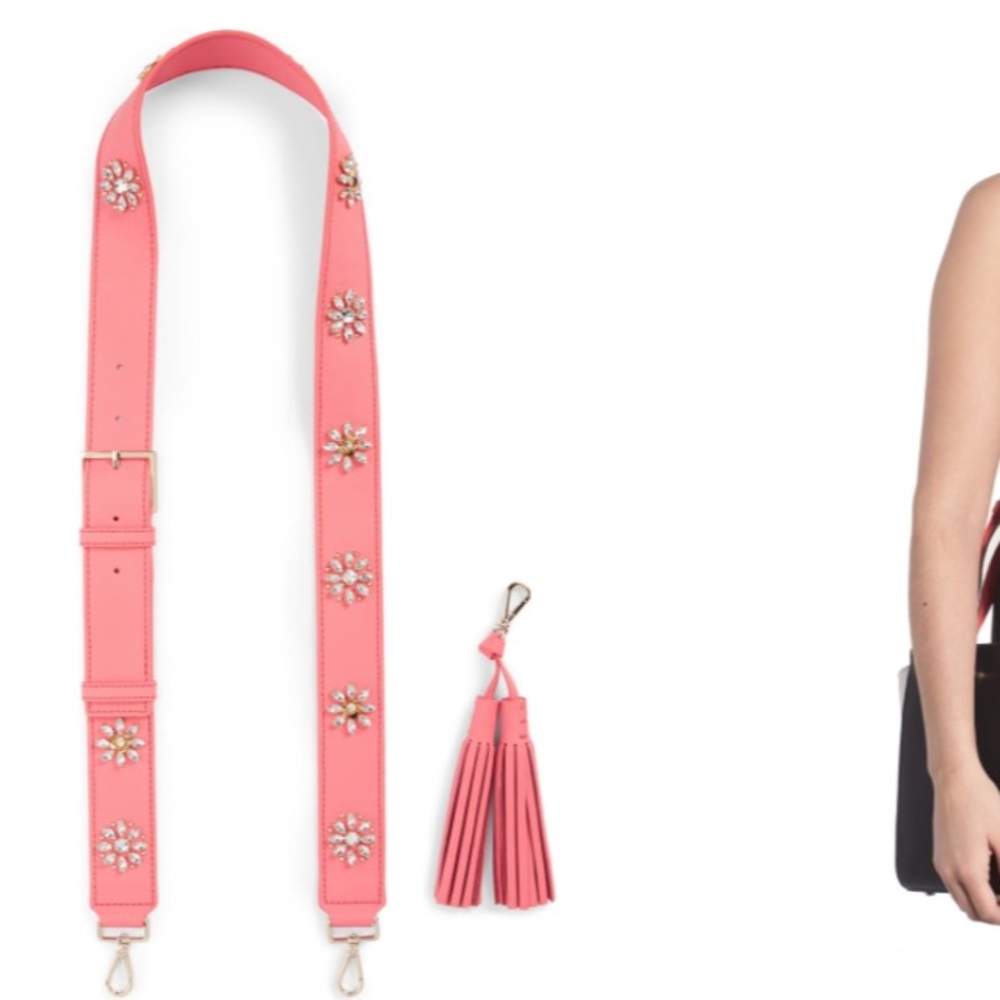 New Kate Spade make it mine guitar strap pink